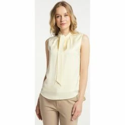 Dreimaster Blouse à noeud papilon 31216054 ikita for Tops / Blouses Couleur Blanc -Boutique en ligne Dreimaster 20714435 500 C