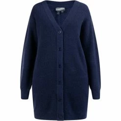 Dreimaster Strick Long Cardigan 39425071 imane for Pulls & Gilets Couleur Bleu