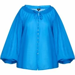 Dreimaster blouse en coton 37325760 markani for Tops / Blouses Couleur Bleu