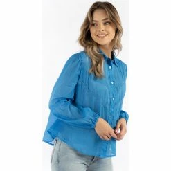 Dreimaster Baumwollbluse mit Spitze 37325761 naemi for Tops / Blouses Couleur Bleu -Boutique en ligne Dreimaster 23849839 500 C