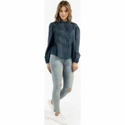Dreimaster Baumwollbluse mit Spitze 37325761 naemi for Tops / Blouses Couleur Bleu -Boutique en ligne Dreimaster 23849840 500 C