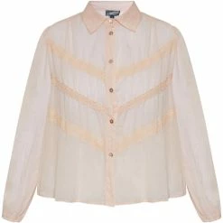 Dreimaster Baumwollbluse mit Spitze 37325761 naemi for Tops / Blouses Couleur Rose