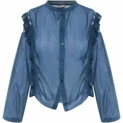 Dreimaster Baumwollbluse mit Spitze und Rüschen 37325763 naemi for Tops / Blouses Couleur Bleu