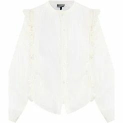 Dreimaster Baumwollbluse mit Spitze und Rüschen 37325763 naemi for Tops / Blouses Couleur Blanc