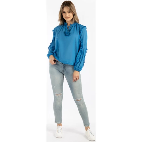 Dreimaster Baumwollbluse mit Rüschen 37325764 naemi for Tops / Blouses Couleur Bleu 4 Dreimaster Baumwollbluse mit Rüschen 37325764 naemi for Tops / Blouses Couleur Bleu – Image 2