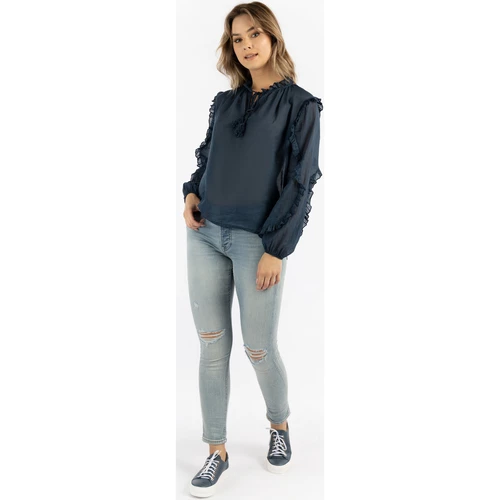 Dreimaster Baumwollbluse mit Rüschen 37325764 naemi for Tops / Blouses Couleur Bleu 4 Dreimaster Baumwollbluse mit Rüschen 37325764 naemi for Tops / Blouses Couleur Bleu – Image 2