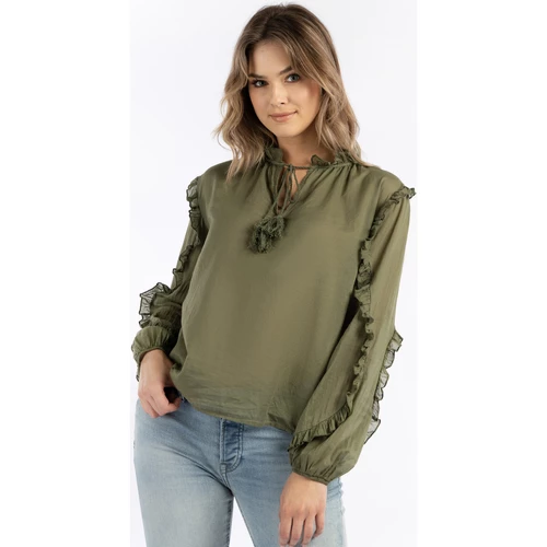 Dreimaster Baumwollbluse mit Rüschen 37325764 naemi for Tops / Blouses Couleur Vert 5 Dreimaster Baumwollbluse mit Rüschen 37325764 naemi for Tops / Blouses Couleur Vert – Image 3