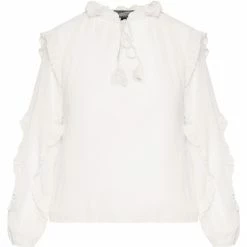 Dreimaster Baumwollbluse mit Rüschen 37325764 naemi for Tops / Blouses Couleur Blanc