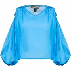 Dreimaster Baumwollbluse mit Spitze 37325765 naemi for Tops / Blouses Couleur Bleu