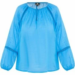 Dreimaster blouse en coton 37325766 markani for Tops / Blouses Couleur Bleu