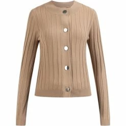 Dreimaster Strickjacke mit Knöpfen 39725042 iridia for Pulls & Gilets Couleur Beige