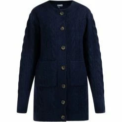 Dreimaster Strickjacke mit Knöpfen 39425097 zitha for Pulls & Gilets Couleur Bleu