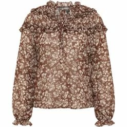 Dreimaster Chemise avec ruché 37324863 bridgeport for Tops / Blouses Couleur Marron